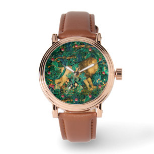 Montre VERDURE, ANIMAUX FORESTIERS LION Floral