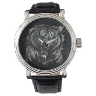 Montre Véritable percée du tigre de fer : gras et sauvage