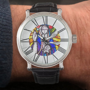 Montre Verre tendu avec design de chiffres romains.