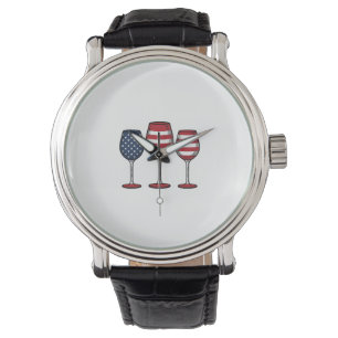 Montre Verres à vin patriotiques dessin de t-shirt vector