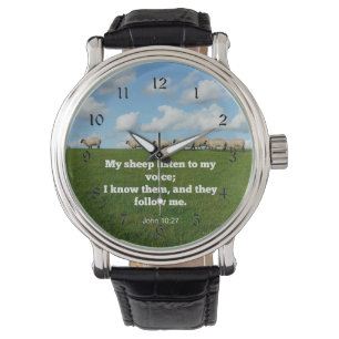 Montre verset de la Bible, Jean 10:27, mouton,