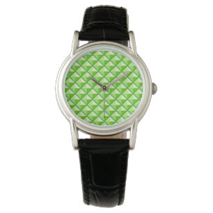 Montre Vert citron vert, look émail, grille cloutée