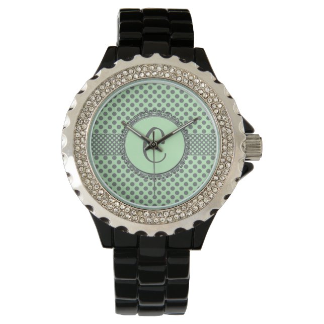 Montre Vert de menthe avec le Point-Monogramme gris (devant)