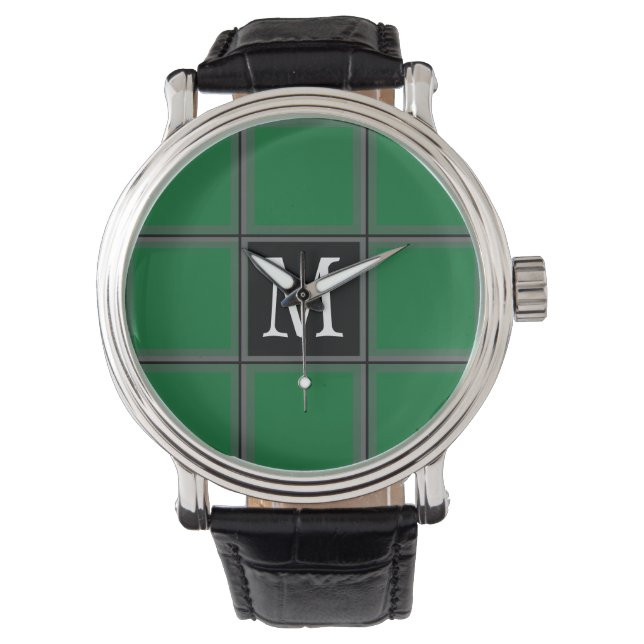Montre Vert foncé et gris personnalisé unique première tr (devant)