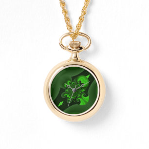 Montre Vert foncé et vague spirale lime