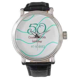 Montre Vert rouge 50 anniversaire ajouter nom date p