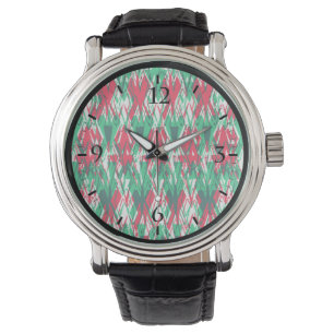 Montre Vert rouge mignon abstrait aztec motif messenger b