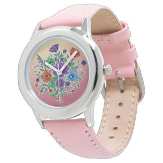 Montre Vibrant Floral Bouquet Illustration