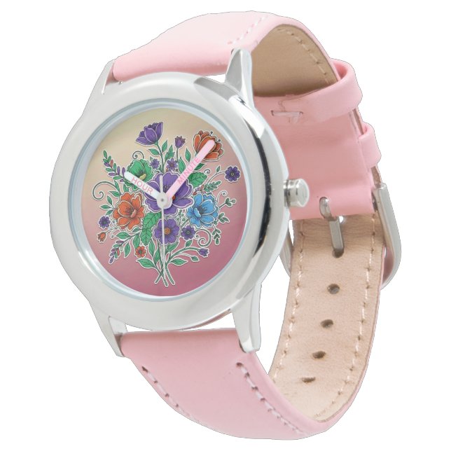 Montre Vibrant Floral Bouquet Illustration (Incliné)