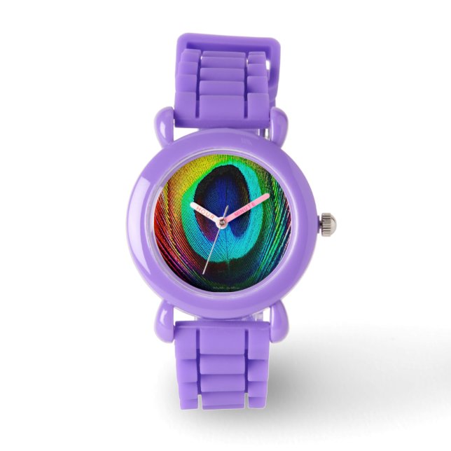 Montre Vibrant Peacock Feather Designer Watch (Recto)