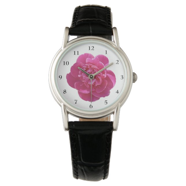Montre Vibrant Peony rose Flower Watch (devant)