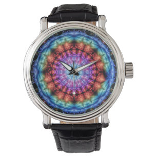 Montre Vibrant Tie Dye Kaleidoscope Rainbow Mandala