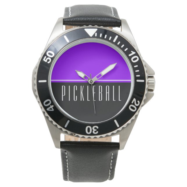 Montre Vibrant Violet Vive Moitiés Noires PICKLEBALL Text (devant)