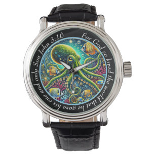 Montre vibrante Jean 3:16 Pieuvre Mer Foi