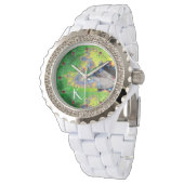 MONTRE VIBRATIONS DE MATIÈRE, VERT FRACTAL LADY MONOGRAM (Incliné)