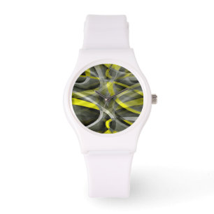 Montre Vibrations des années 80 Jaune narcisse et gris Cu