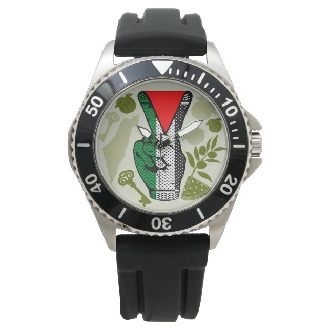 Montre Victory Sign Hand Resistance Red Triangle Symbol (devant)