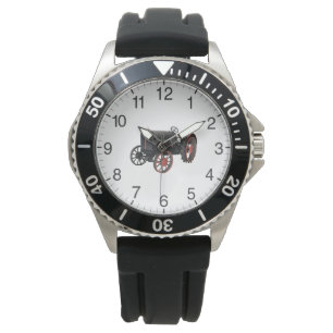 Montre Vieux tracteur noir et rouge