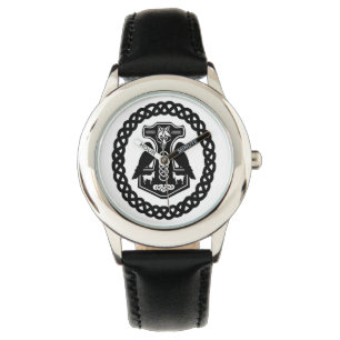 Montre Viking Thor's Hammer avec Ravens en Cercle Celtiqu