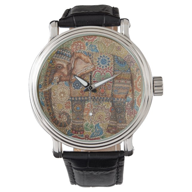 Montre Vintage, Antique Elephant,Batik Pattern (devant)