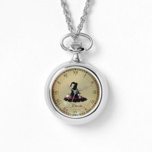 Montre Vintage Black Witch Casquette Gold Stars CollierEw