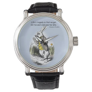 Montre Vintage Blanc Rabbit Age de la sagesse Citation Mo