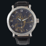 Montre Vintage Blue Gold Cancer Zodiac Constellation<br><div class="desc">Inspiré par l'Atlas Céleste" d'Alexander Jamieson en 1822, qui est une collection de cartes vintages illustrées d'étoiles, le design présente la Constellation du Cancer Zodiaque (Le Crabe) en or contre un arrière - plan bleu marine foncé. Un grand cadeau pour ceux qui sont nés sous le signe du Cancer Zodiac....</div>