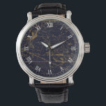 Montre Vintage Blue Gold Pisces Zodiac Constellation<br><div class="desc">Inspiré par "A Celestial Atlas" d'Alexander Jamieson en 1822, qui est une collection de cartes vintages illustrées d'étoiles, le design présente la Constellation Zodiaque de Poissons en or contre un arrière - plan bleu marine foncé. Un grand cadeau pour ceux qui sont nés sous le signe Poissons Zodiac. (20 février...</div>