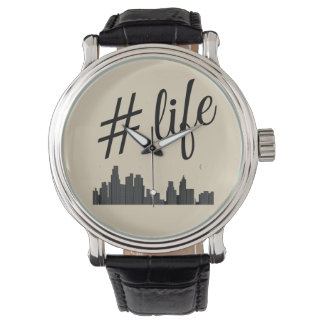 Montre Vintage bracelet en cuir noir pour hommes
