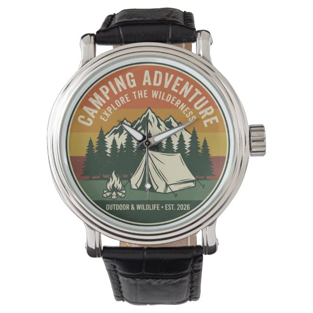 Montre Vintage Camping Adventure Retro Mountain (devant)