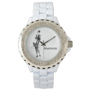 Montre Vintage dame en noir et blanc