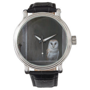 Montre vintage de bracelet en cuir de hibou