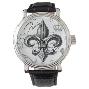 Montre vintage de fleur de lis