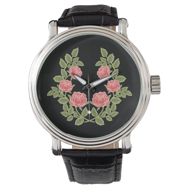 Montre Vintage Dusty Pink Roses Floral Pattern - Romantic (devant)