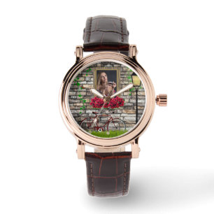 Montre Vintage Fairytale Vélo Roses cadre photo fille
