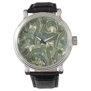 Montre Vintage Floral Art Nouveau Fleurs de neige