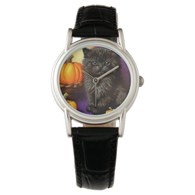 Montre Vintage Halloween Kitten (devant)