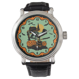 Montre Vintage Halloween Witch et Black Cats Watch