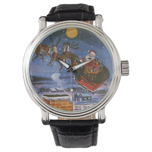 Montre Vintage Noël Le Père Noël Volant Son Sommeil