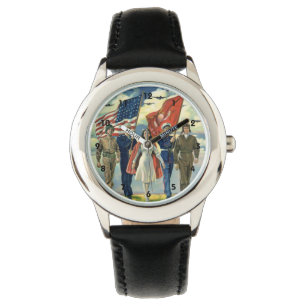 Montre Vintage Patriotique, Fiers Héros du personnel mili