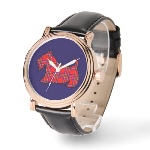 Montre Vintage Red Plaid Scottish Terrier Watch