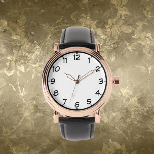 Montre Vintage Rose Gold Homme Sangle en Cuir Noir