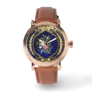 MONTRE VINTAGE ROSES AND FLOWERS WITH PEARLS