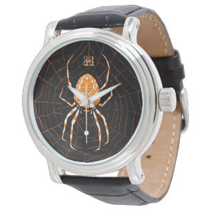 Montre Vintage Spider personnalisé noir et orange