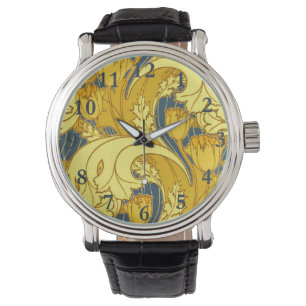 Montre Vintage Tulip Blue Gold Motif