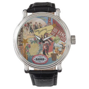 montre vintage western cowgirl collage