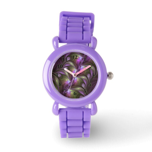 Montre Violet Abstrait violet violet kaki fractal (Recto)