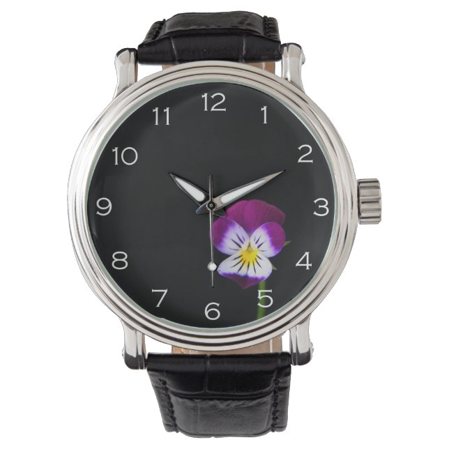 Montre Violet Fleur blanc Numéros wacna (devant)