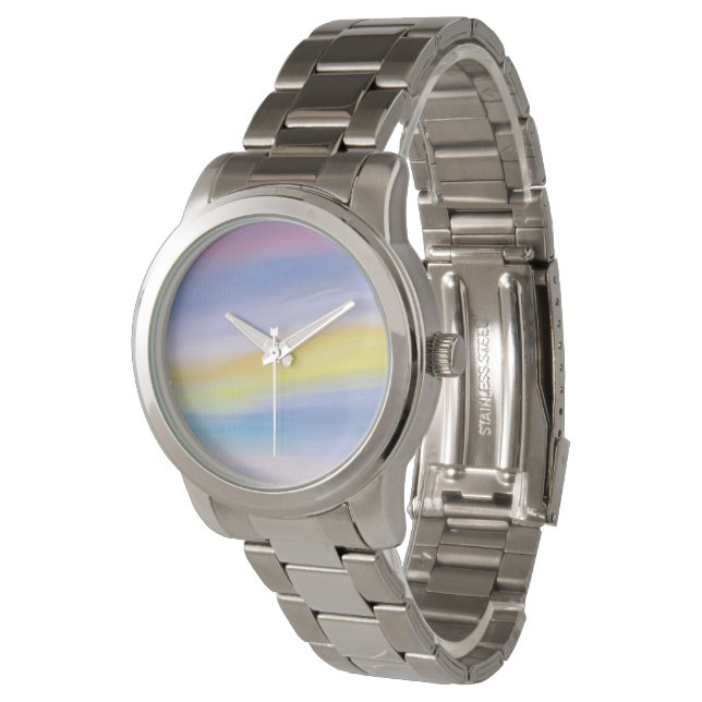 Montre Violet Moderne et Rayon Doré Abstrait (Incliné)