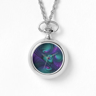 Montre Violet Rencontre Turquoise Moderne Art Fractal Abs